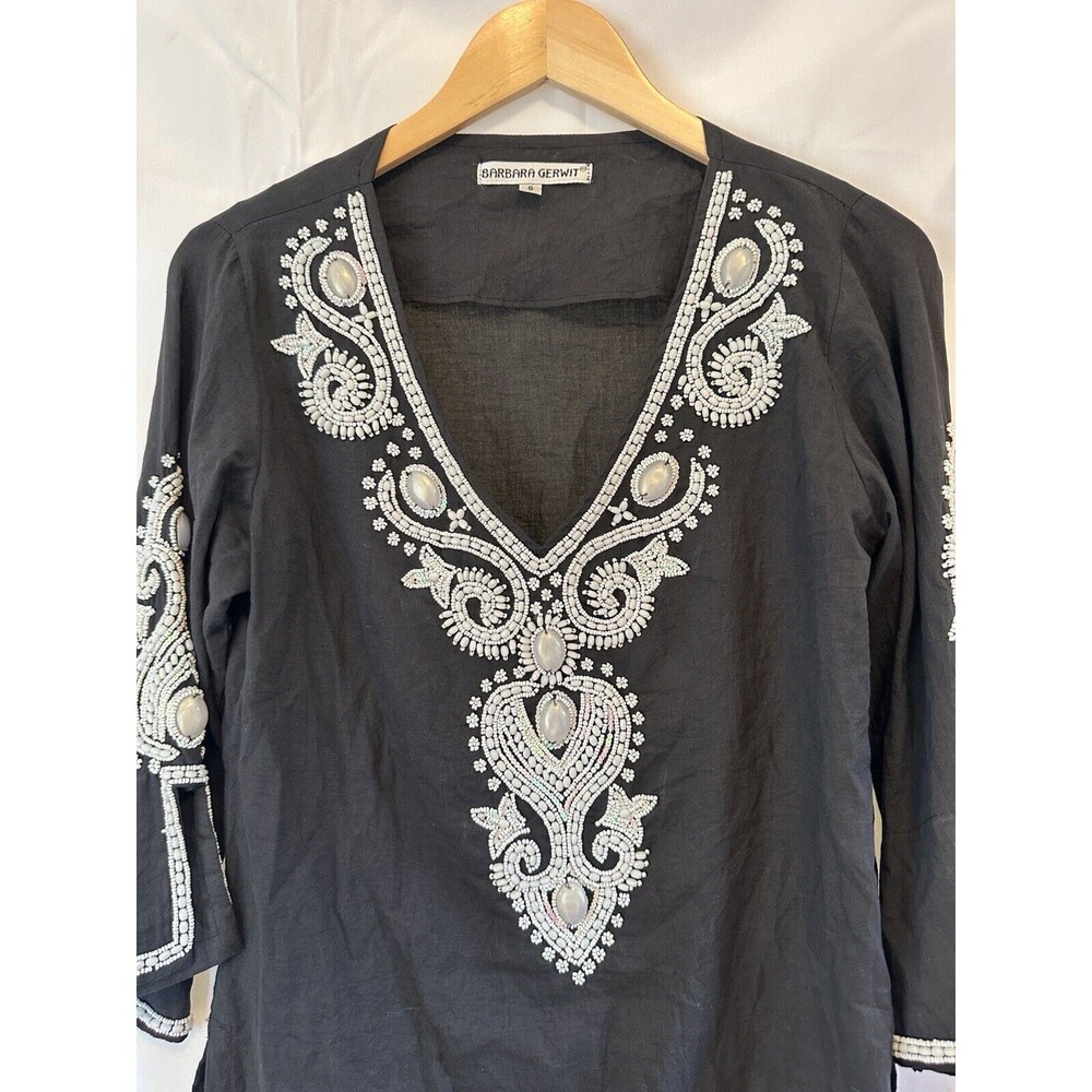 Barbara Gerwit Small Beaded Pullover Tunic Top Bl… - image 7